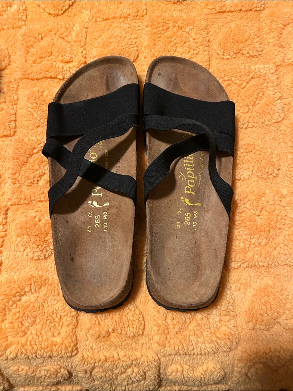 Papillio Black Elastic Strappy Cork Footbed Sandals